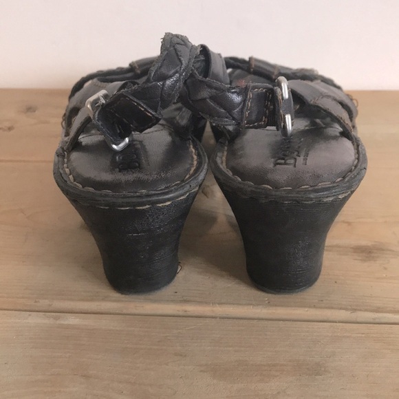 BORN Enga dark brown front woven block heel sling back sandals size 8 - Picture 6 of 10